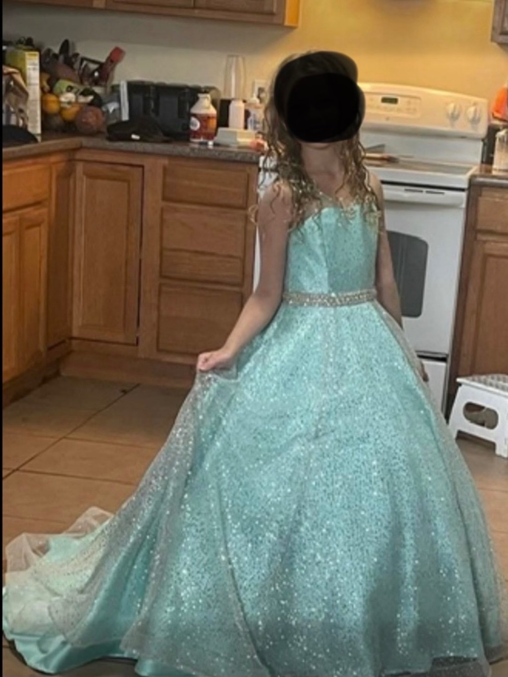 Ritzee Girl mint sparkly pageant dress little girl size 8